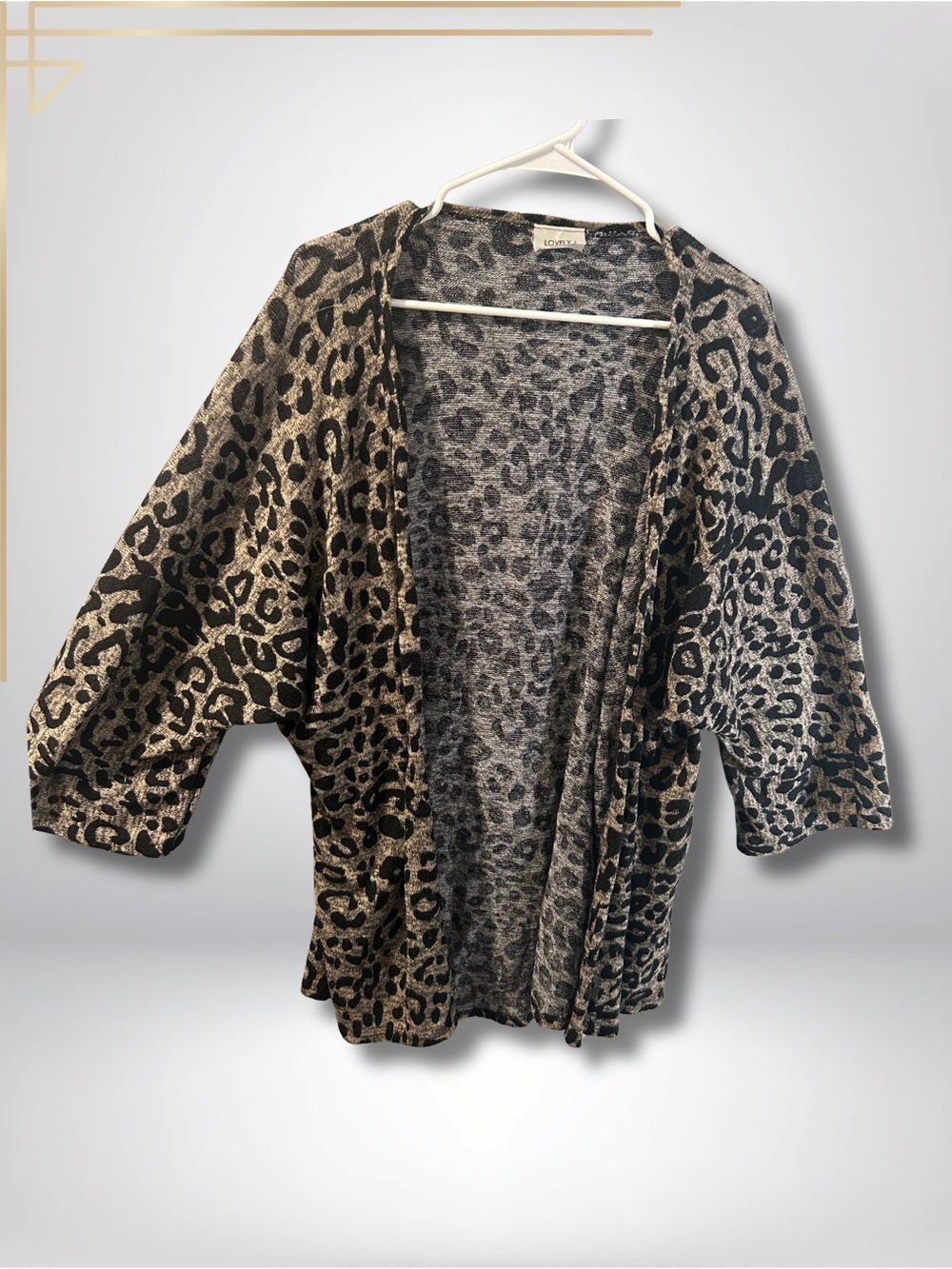 Open-Front Leopard Print Cardigan - Black & Cream